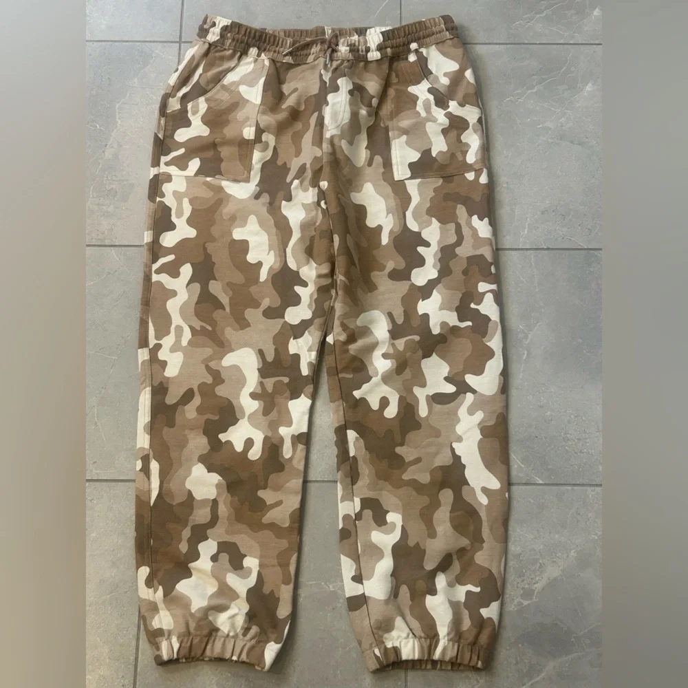 NWOT Lands End Pants Boys XL Clay Bisque Camouflage Drawstring Joggers